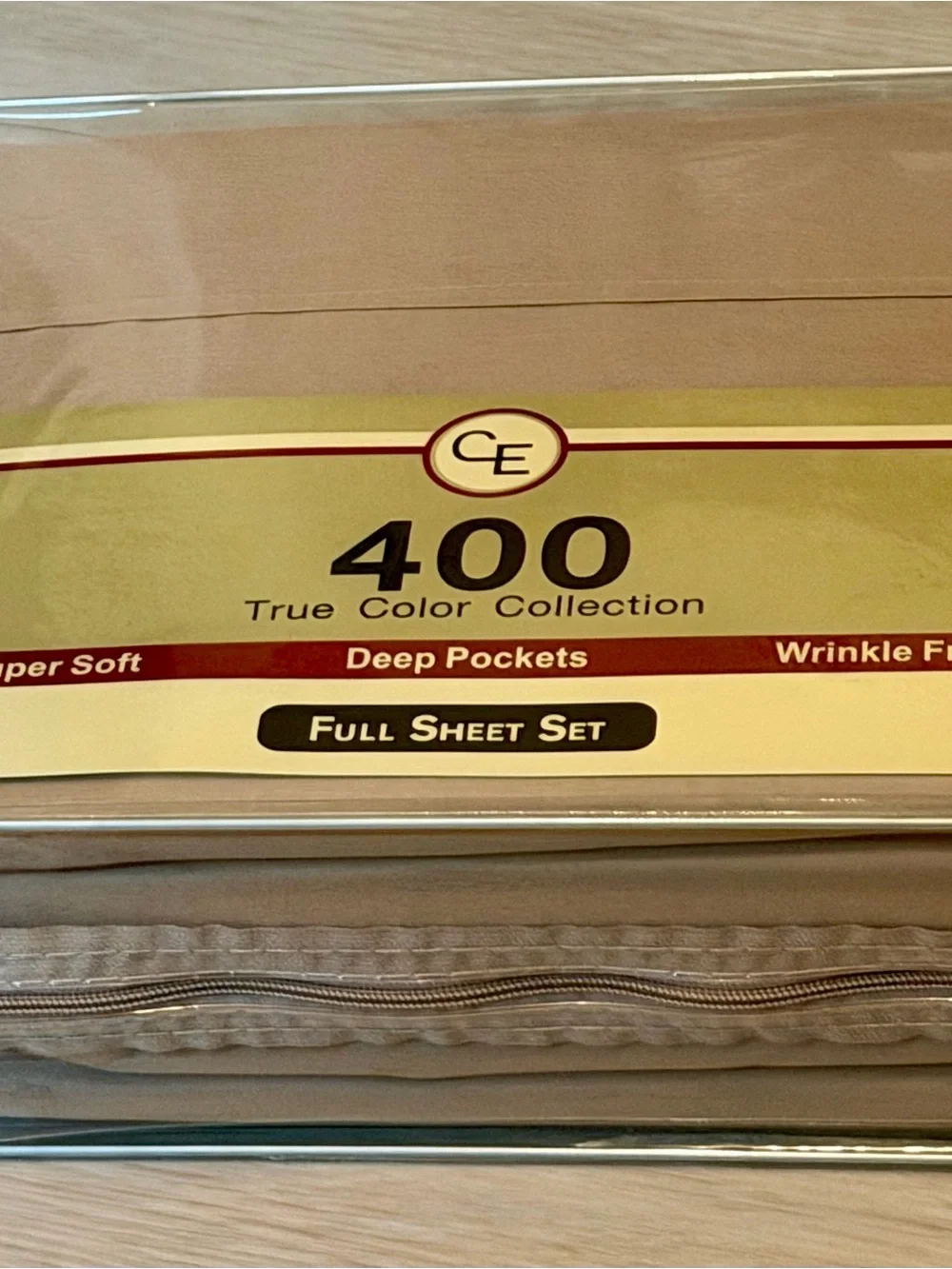 CE 400 Thread Count Full Sheet Set Taupe Brown Deep Pocket Wrinkle Free New